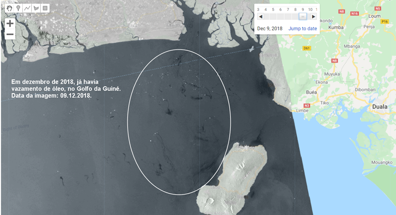 Vazamento de óleo, no golfo da Guiné, ocorre desde dezembro de 2018