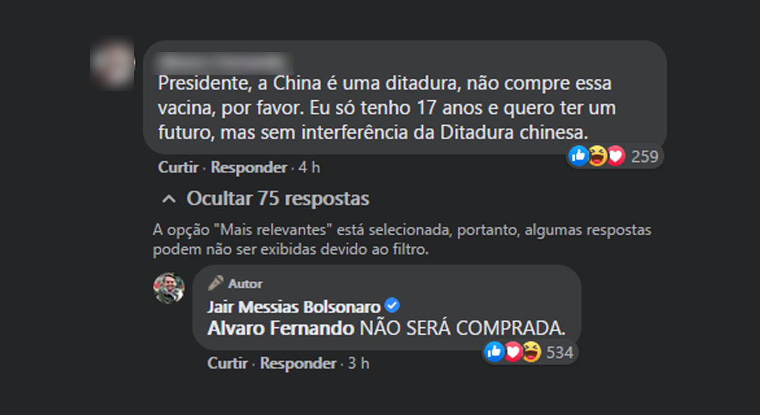 Resposta de Bolsonaro