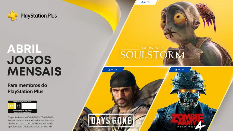 PlayStation Plus de abril terá Days Gone, Oddworld: Soulstorm e Zombie Army  4: Dead War - Tecnologia e Games - Folha PE