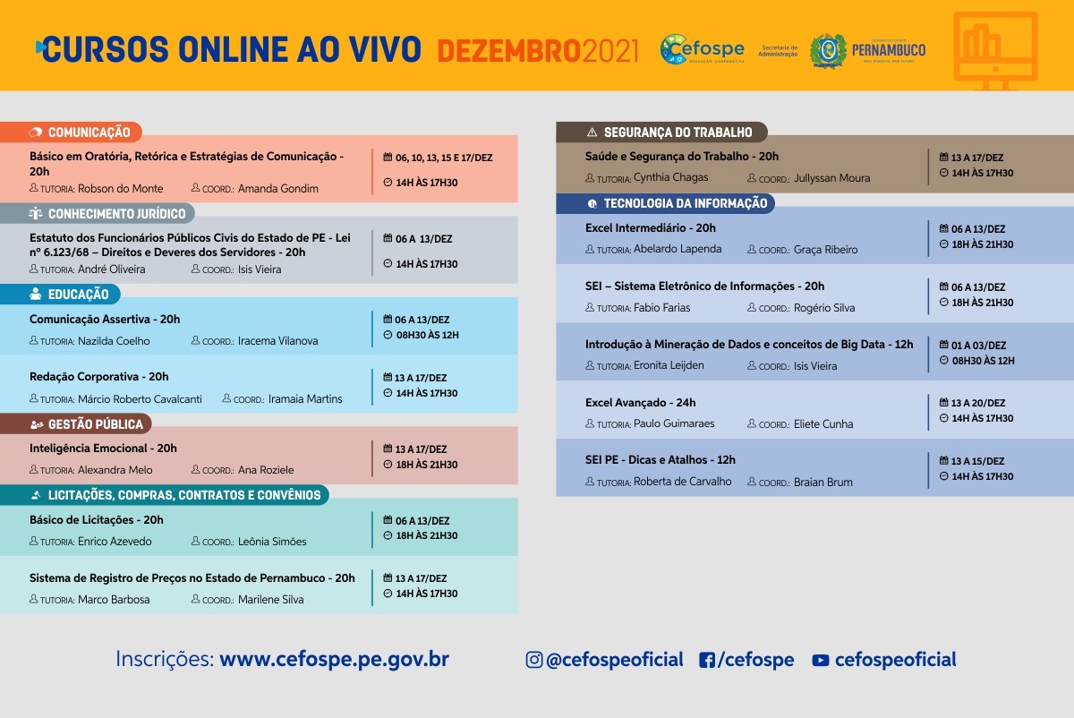 Cursos para servidores públicos Cefospe 2021