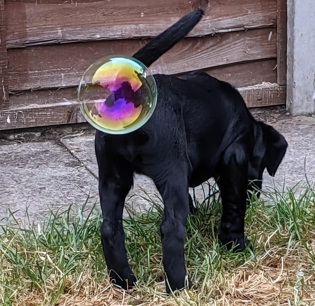 Labrador com bolha de sabão