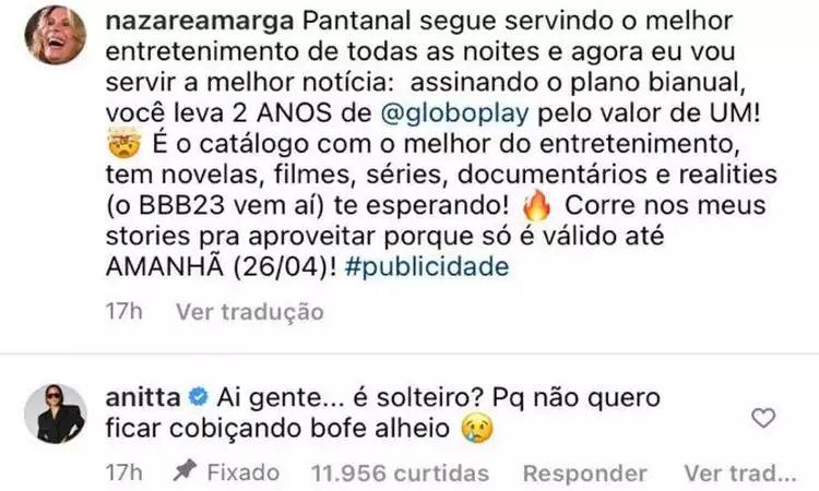 Anitta mostra interesse em Murilo Benício