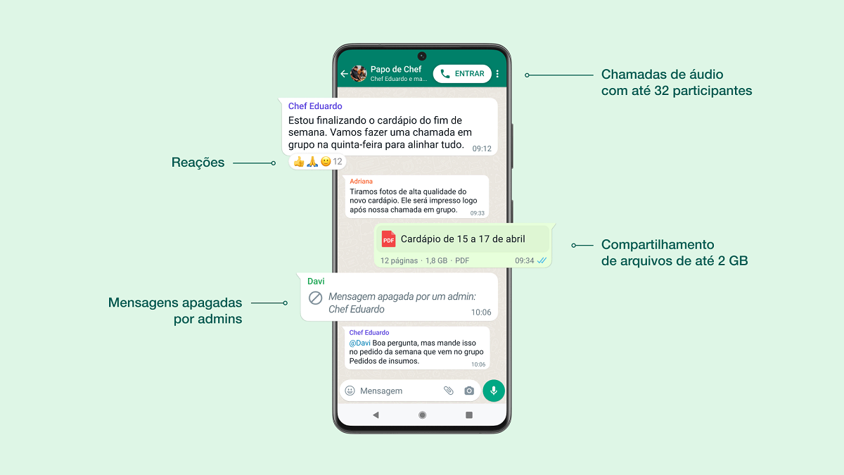 Novos recursos do WhatsApp