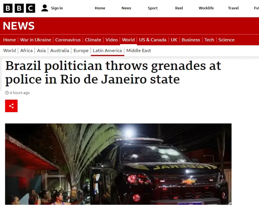 A britânica BBC lembra que o deputado usou granadas contra agentes que tentaram realizar sua prisão