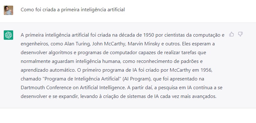 ChatGTP responde a qualquer pergunta feita pelo usuário