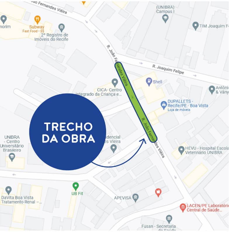 Trecho que ficará interditado durante obra da Compesa