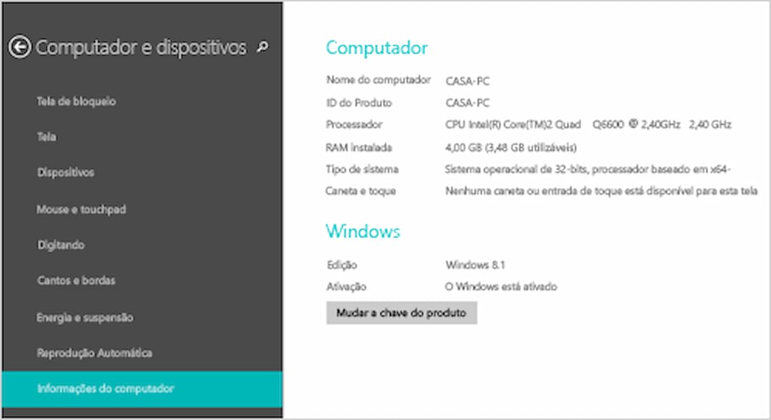 Configurações Windows 8.1