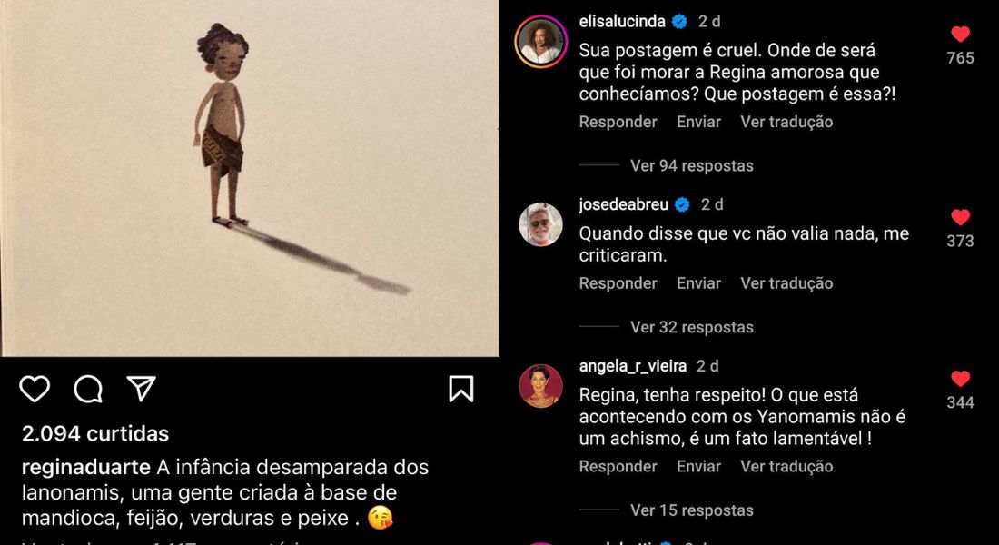 Postagem de Regina Duarte causa indignação nas redes sociais