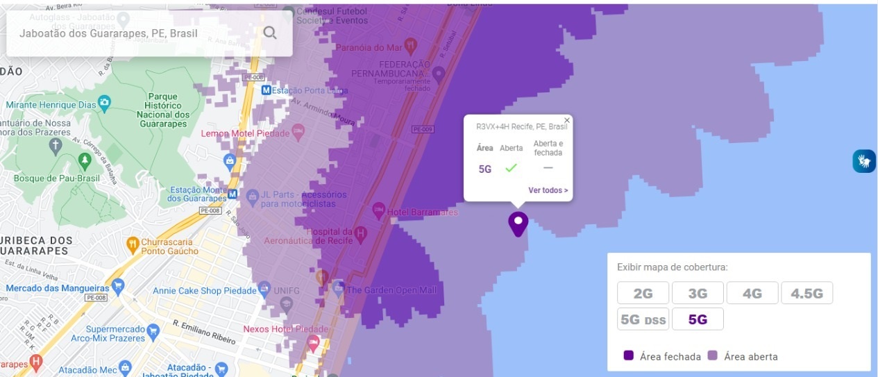 Rede 5G da Vivo em Jaboatão dos Guararapes