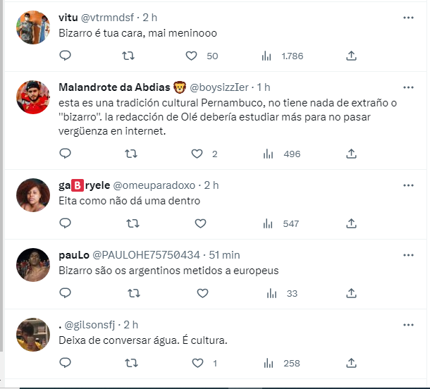 Internautas repercutem postagem do Diário Olé