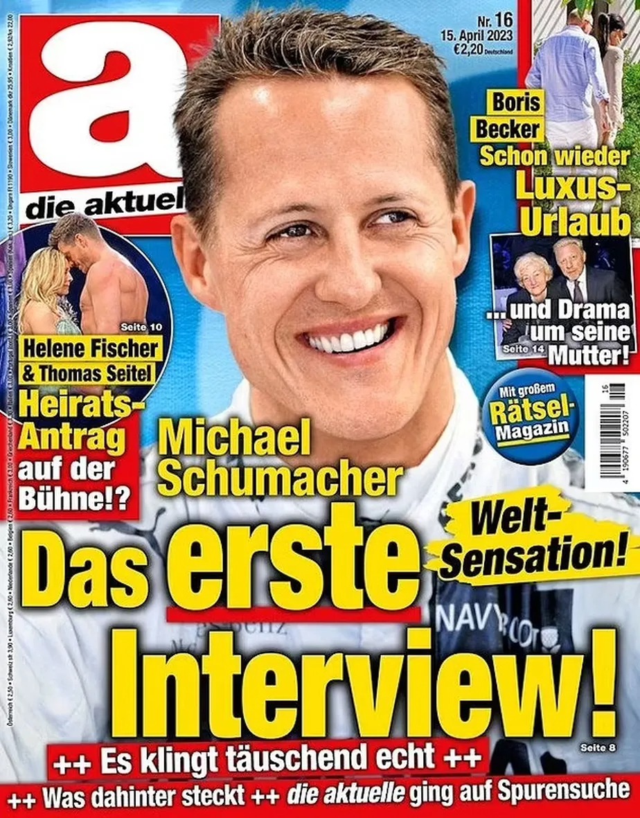 Capa da revista alemã Die Aktuelle, que será processada pela família de Schumacher 