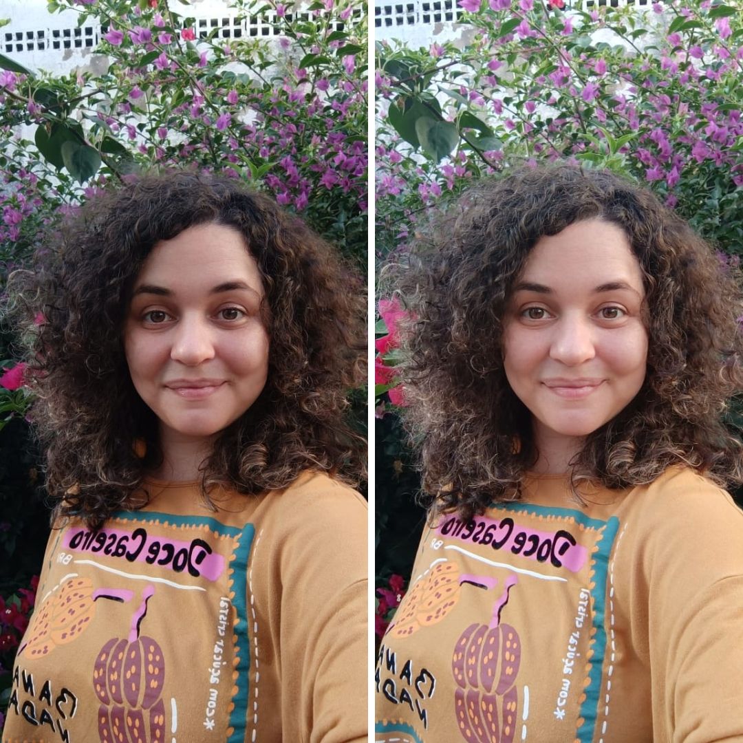 Câmera de selfie do Redmi Mote 12 Pro sem IA e com IA