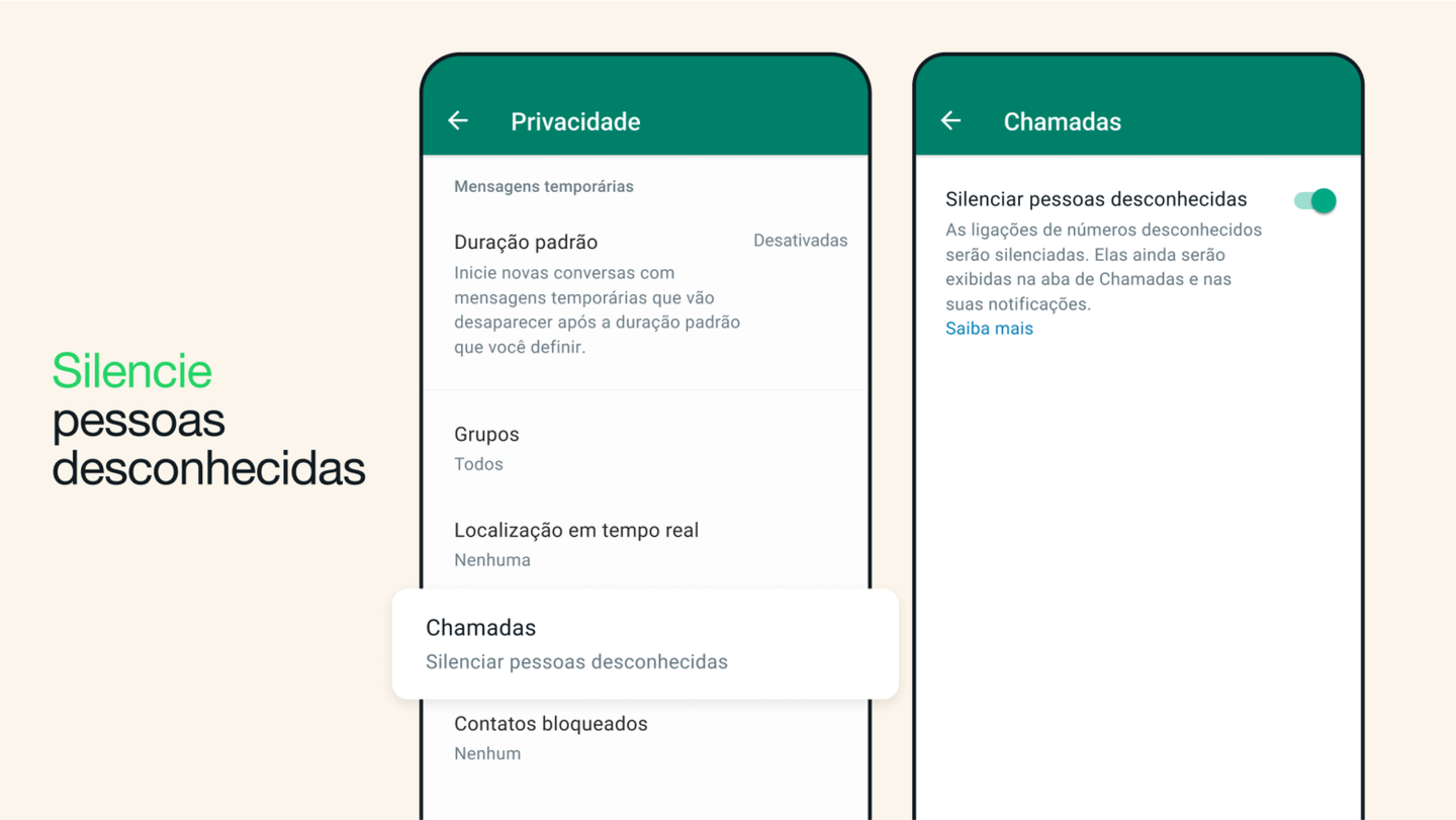 WhatsApp lança recurso que bloqueia chamadas desconhecidas