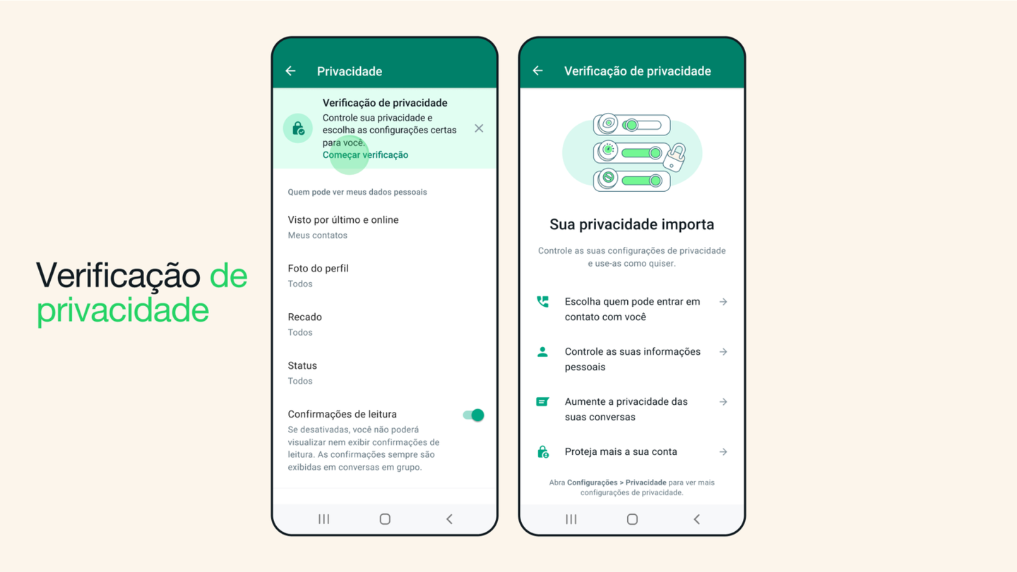 Novo painel de privacidade do WhatsApp permite maior controle sobre as informações do usuário