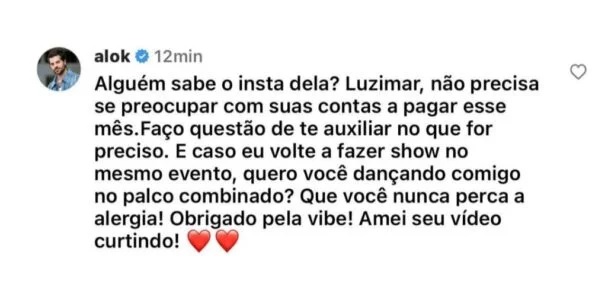 DJ Alok comenta sobre ajudar Luzimar, que foi humilhada e precisou devolver o valor da diária recebida por ter dançado em seu show