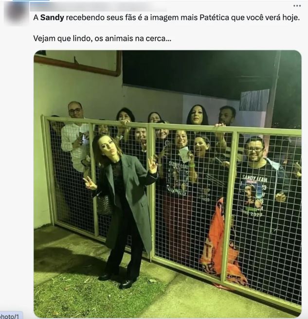 Internauta critica Sandy ao tirar foto com fãs separados por uma grade