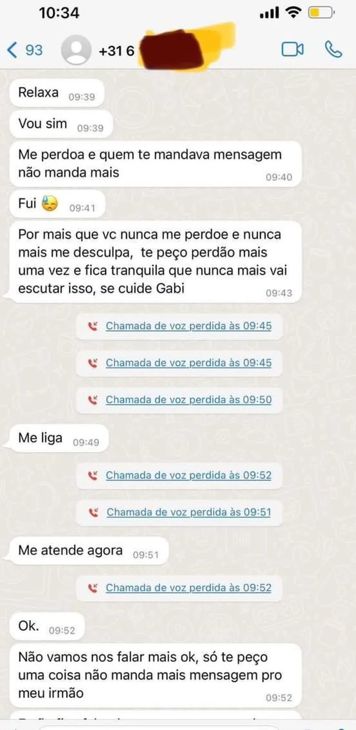 Antony teria tentado contato com Gabi mais de uma vez