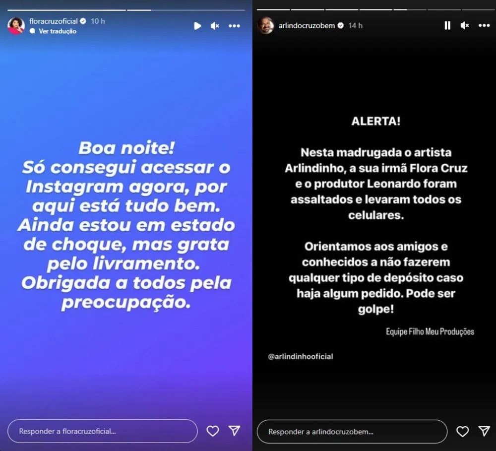 Filha de Arlindo Cruz e produção do cantor falam sobre assalto sofrido por família após show na Barra da Tijuca