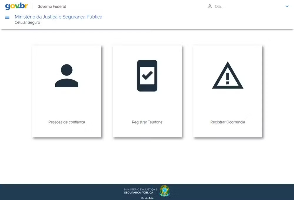 Página inicial da plataforma Celular Seguro