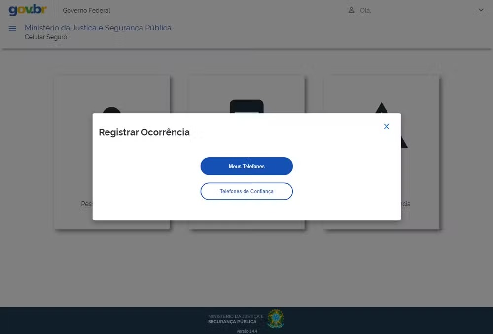Registro de ocorrência na plataforma Celular Seguro