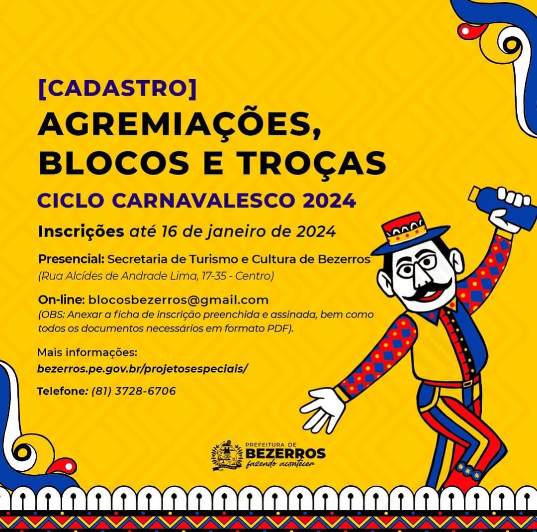 Inscrições abertas para blocos e troças do Carnaval Papangu, em Bezerros