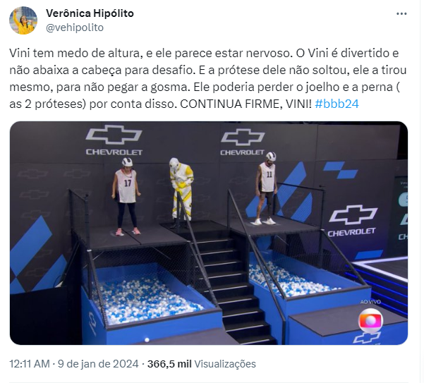 BBB 24 post Verônica Hipólito