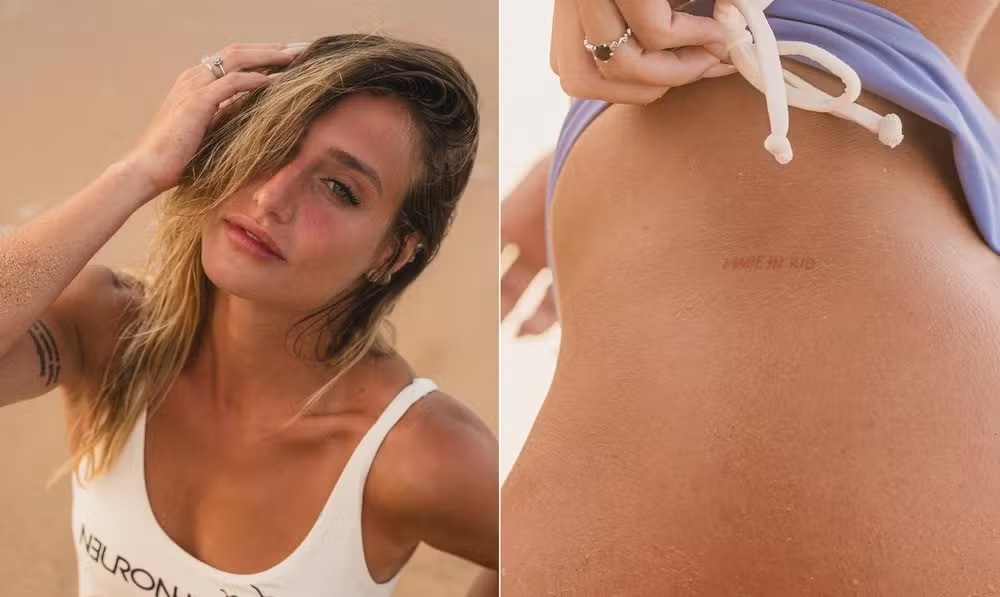 Bruna Griphao mostra a tatuagem na região da nádega 