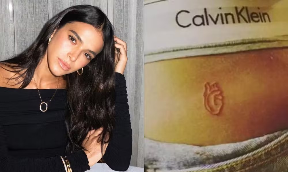 Bruna Marquezine mostra a tatuagem na região da nádega