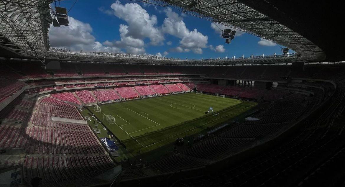 Vista aérea da Arena de Pernambuco, localizada em São Lourenço da Mata, na Região Metropolitana do Recife (RMR)