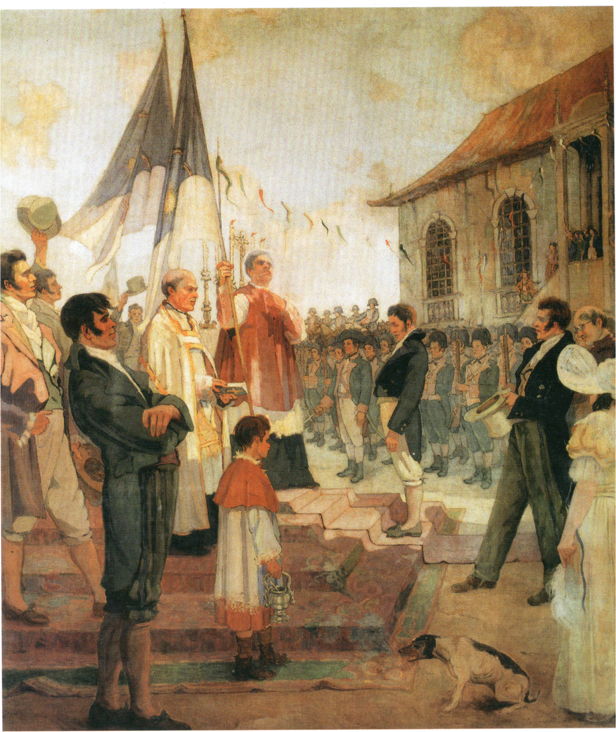 Benção das Bandeiras ocorrida durante a Revolução Pernambucana de 1817, início do século XX. 