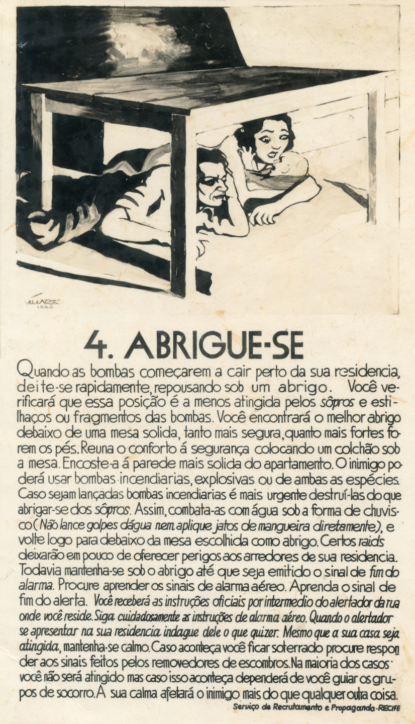 Panfletos que circularam no Recife durante a Segunda Guerra Mundial alertando o risco de ataque à cidade, década de 1940. 