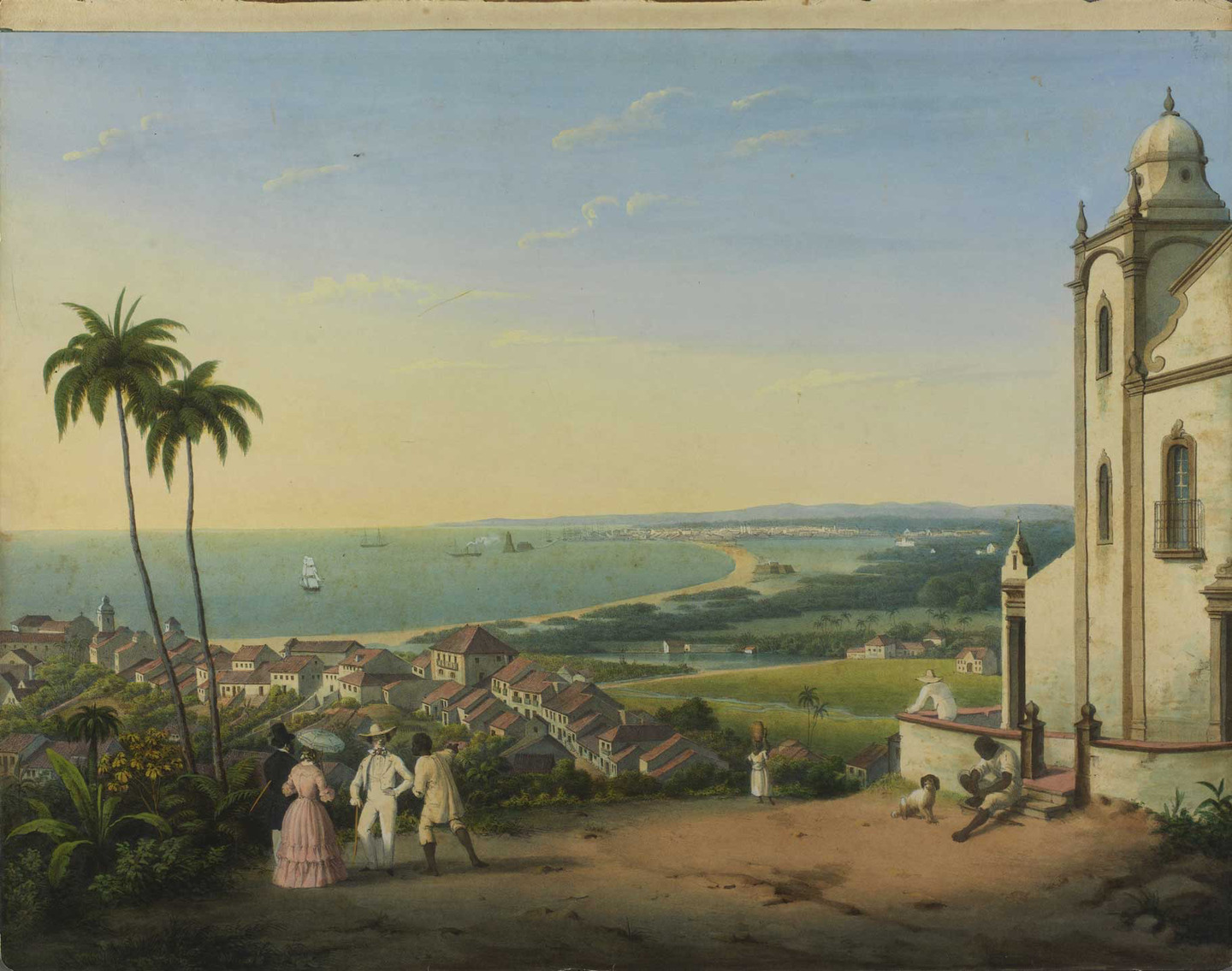 Vista da cidade do Recife e de parte de Olinda tomada da Ladeira da Misericórdia, século XIX. 