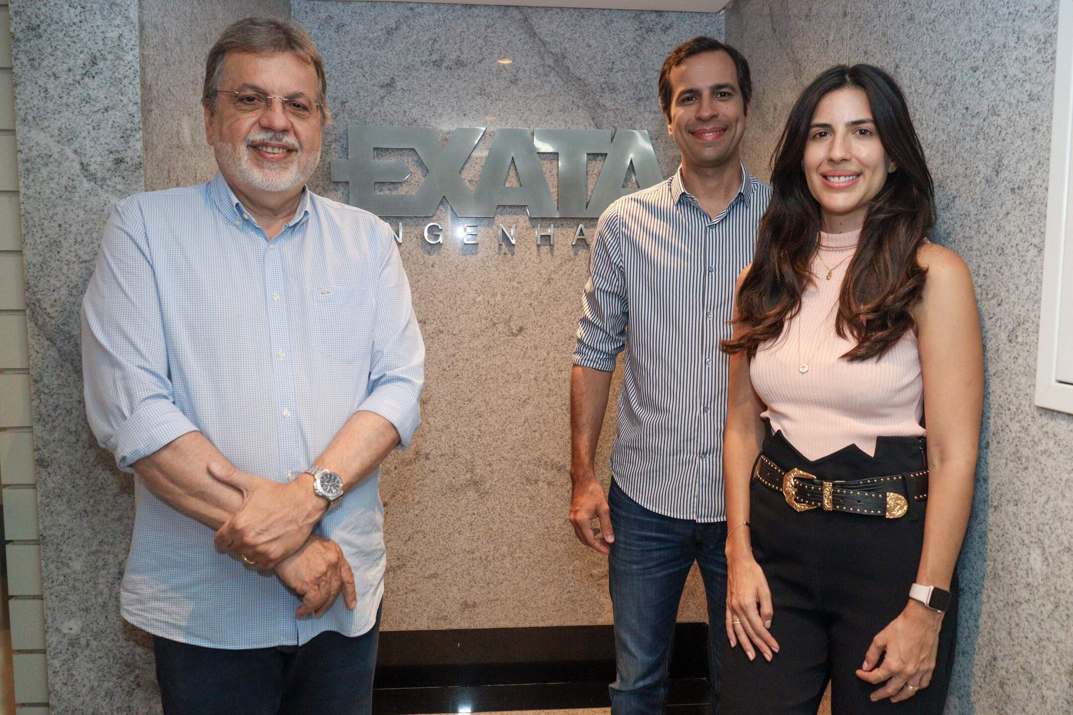 Eduardo Carvalho, presidente; Guilherme Carvalho, CEO, e Camila Carvalho, diretora da Exata Engenharia |