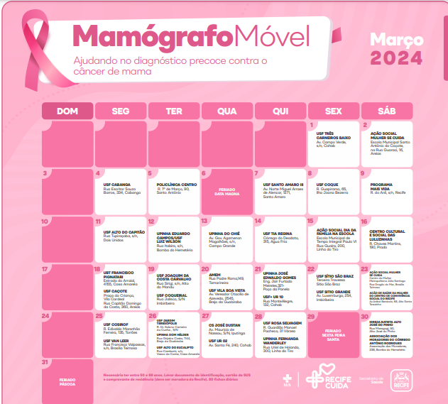 Programação completa do Mamógrafo Móvel 