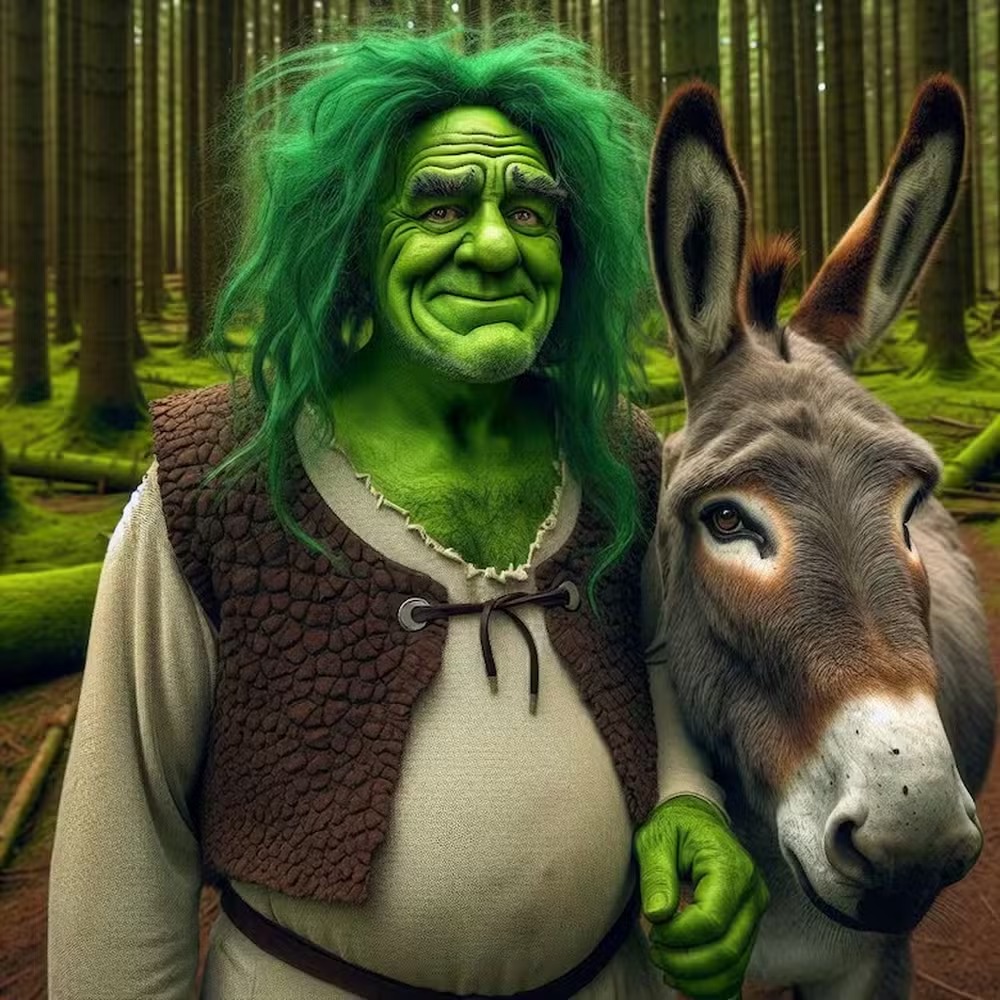 Esta é a aparência de Shrek e Burro na vida real, de acordo com o Copilot 