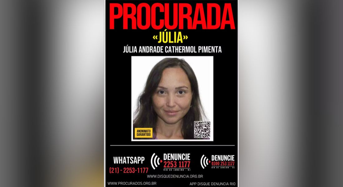 Cartaz do Disque Denúncia: Júlia Andrade Cathermol Pimenta é procurada