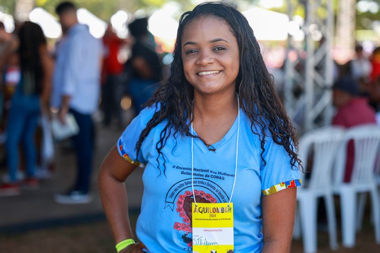 Sthefany Jesus da Silva, de Mato Grosso do Sul, participa de ato no II Aquilombar 