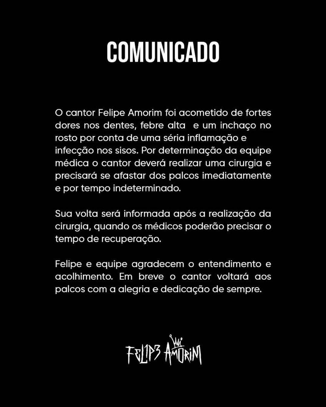 Comunicado Felipe Amorim