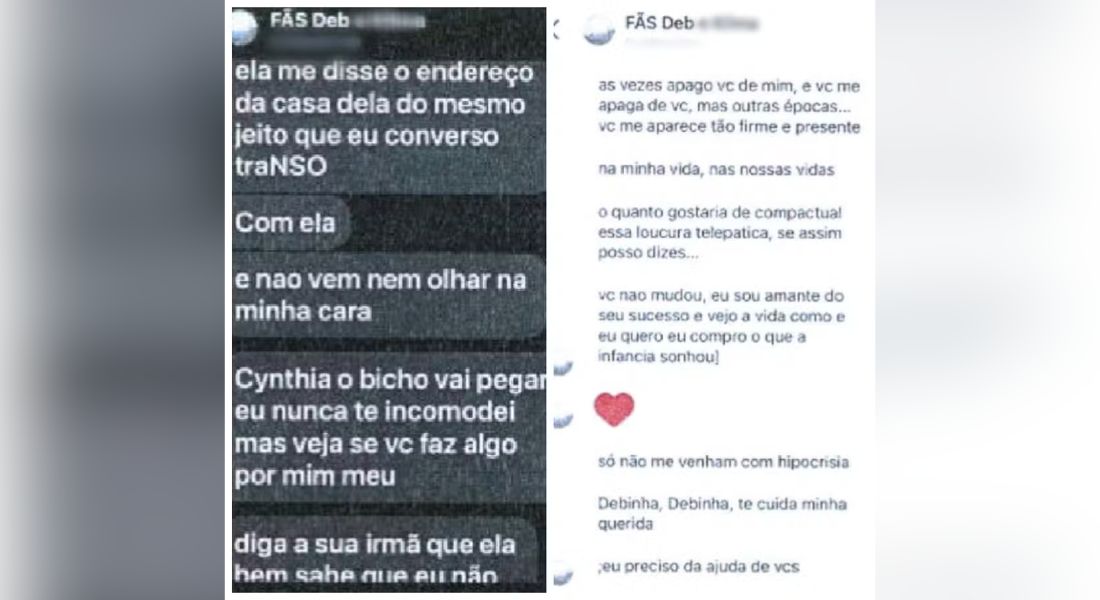 Mensagens enviadas pela stalker