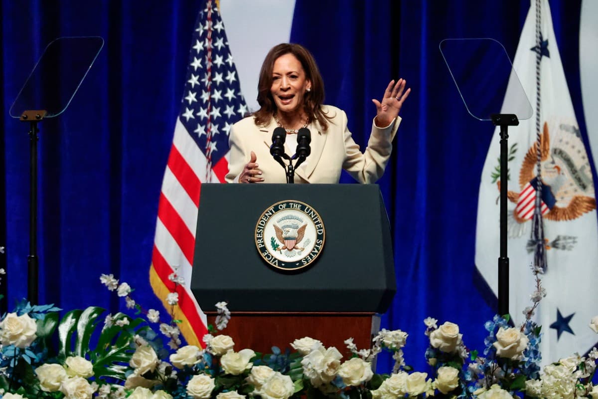 A vice-presidente dos EUA e candidata presidencial democrata, Kamala Harris