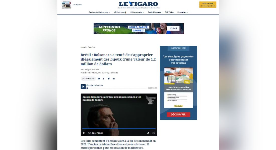 Le Figaro repercute caso das joias