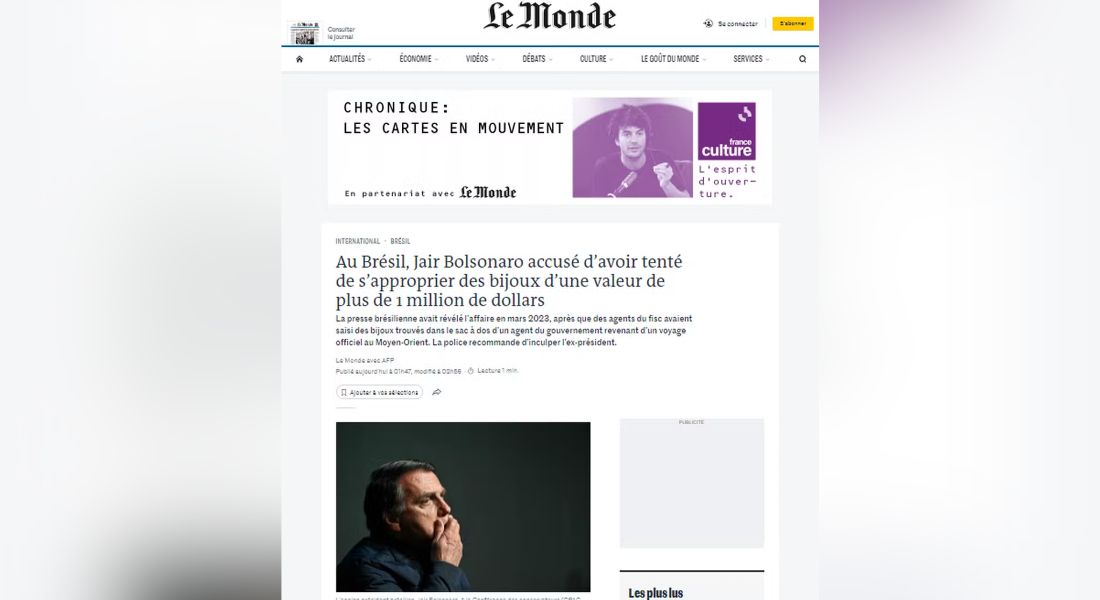 Le Monde repercute caso das joias