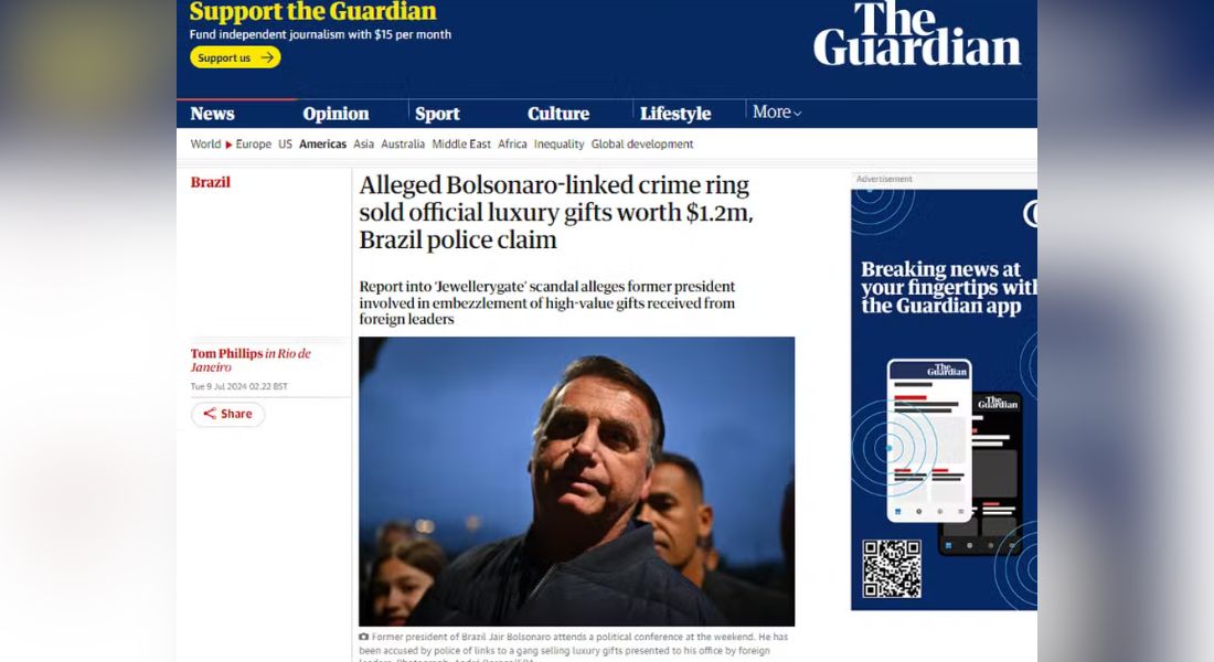 The Guardian repercute caso das joias