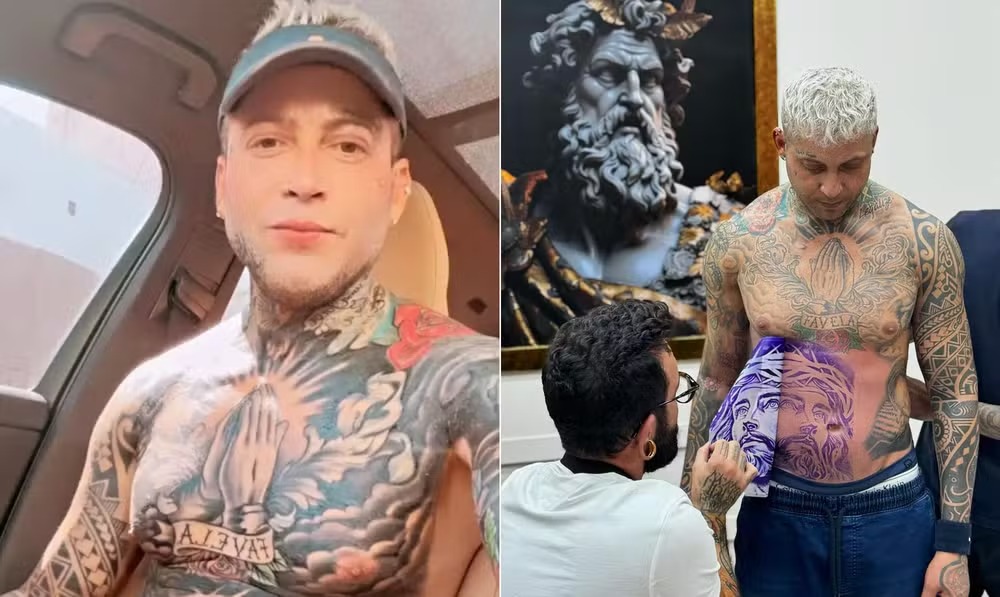 Cantor e ex-deputado federal Igor Kannário fez novas tatuagens pelo corpo 