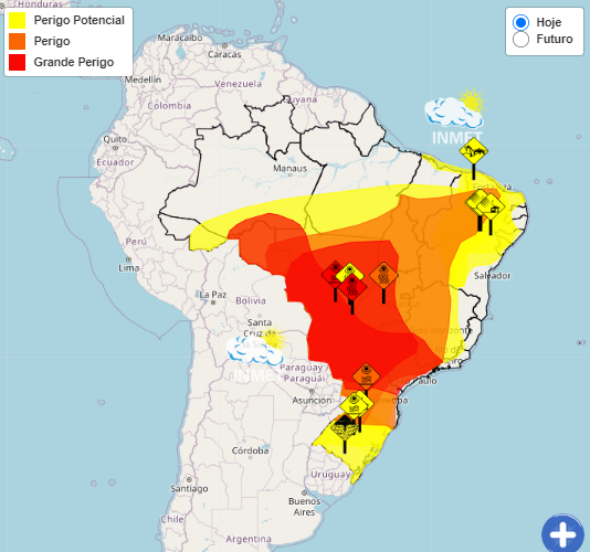 Alerta do Inmet para ondas de calor no Brasil