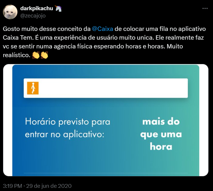 Nas redes sociais, usuários do aplicativo reclamam sobre dificuldade para acesso | Foto: Twitter/Reprodução