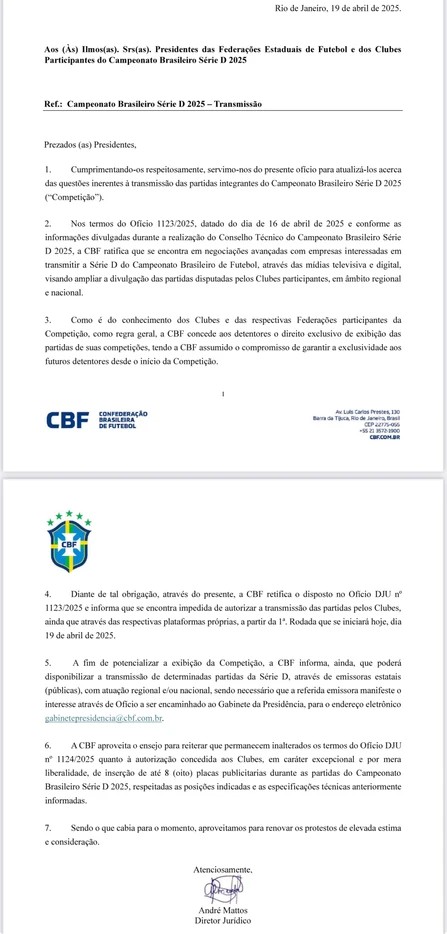 Documento da CBF