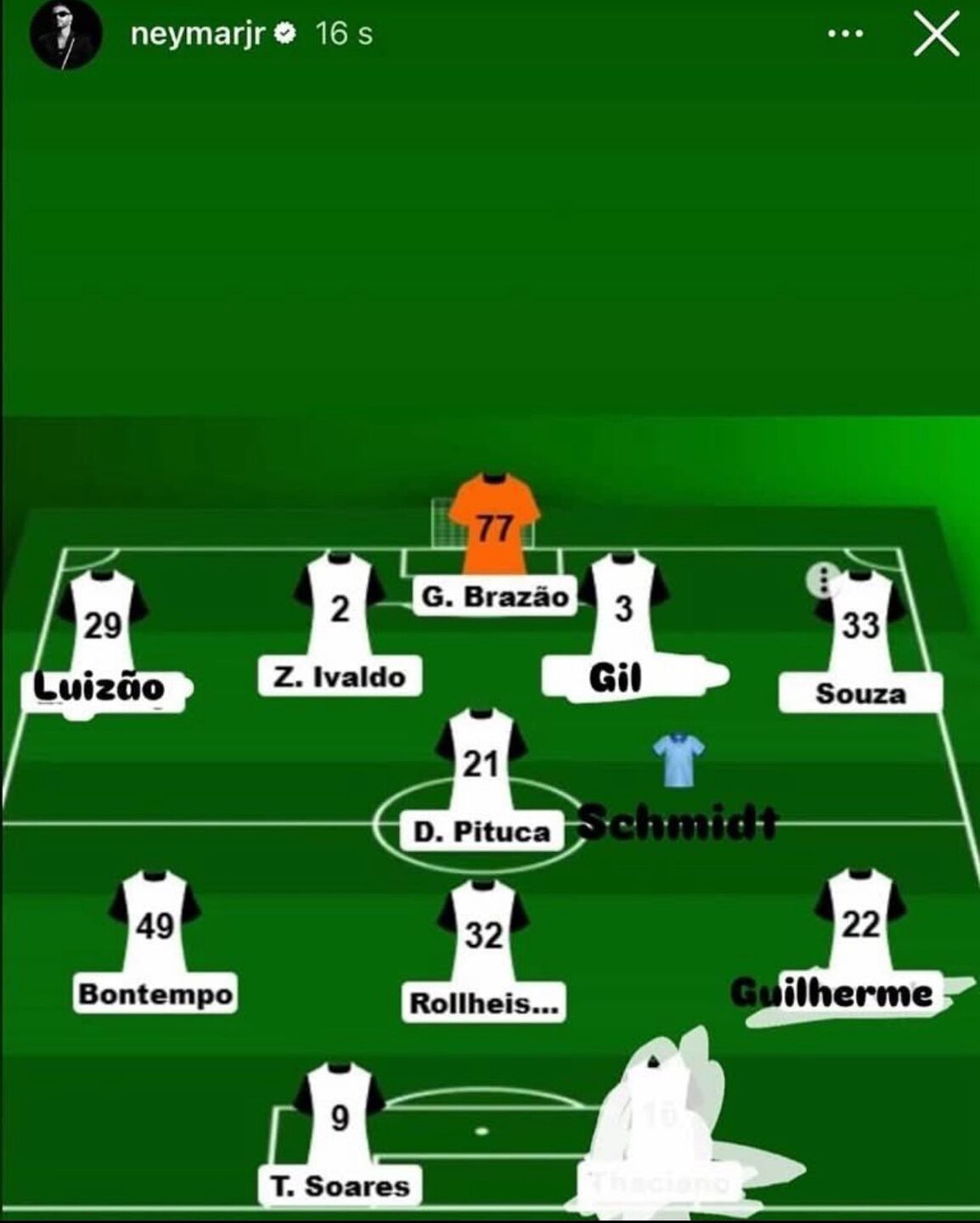 Escalação ideal de Neymar que o craque rapidamente apagou no Instagram 