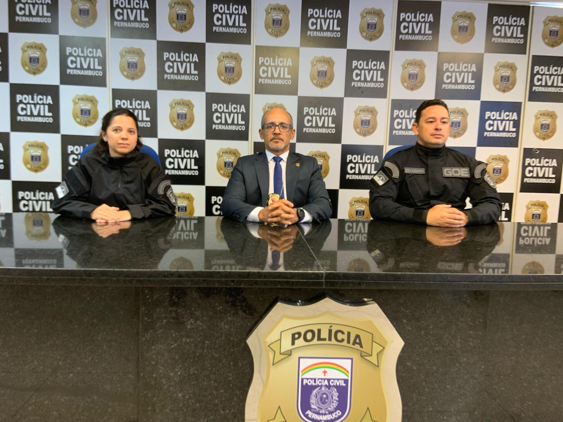 Delegada Vanessa Bastos; Delegado Ivaldo Pereira gestor da DIRESP; Delegado Tenório Neto, titular do GOE.