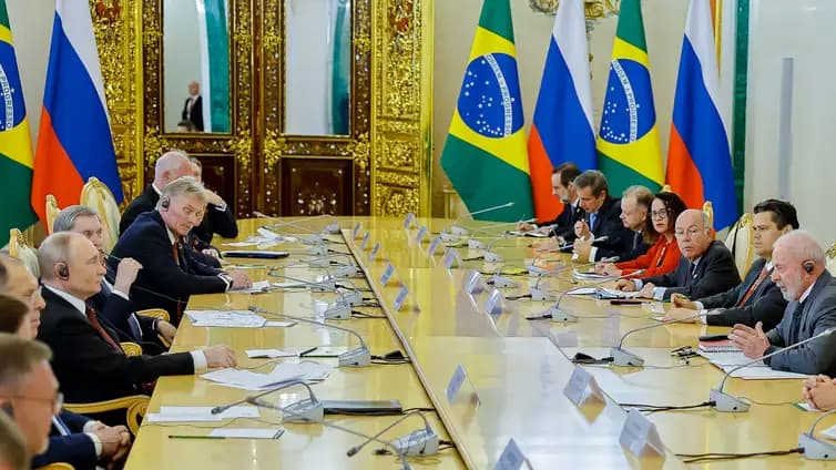 Presidente da República, Luiz Inácio Lula da Silva, durante reunião com o Presidente da Federação da Rússia, Vladimir Putin. Grande Palácio do Kremlin, Rússia - Moscou